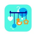 Cot mobile flat color icon. Child toys concept. Sign for web page, mobile app, banner, social media.